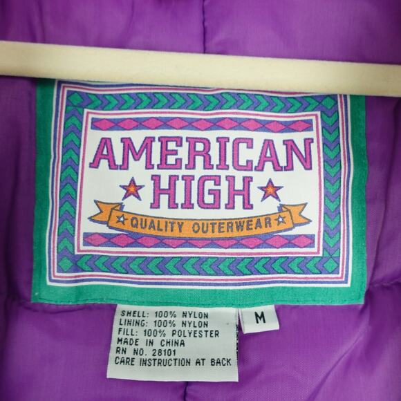 American High Snow Jacket Womens SZ M Retro 70's Colorblocked Outerwear Ski - Picture 4 of 9